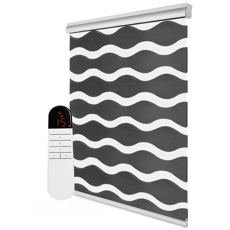 Aldomo Electric Wave Type Zebra Rolds for Office Obývacia izba spálne okenné závesy automatické zdvíhanie