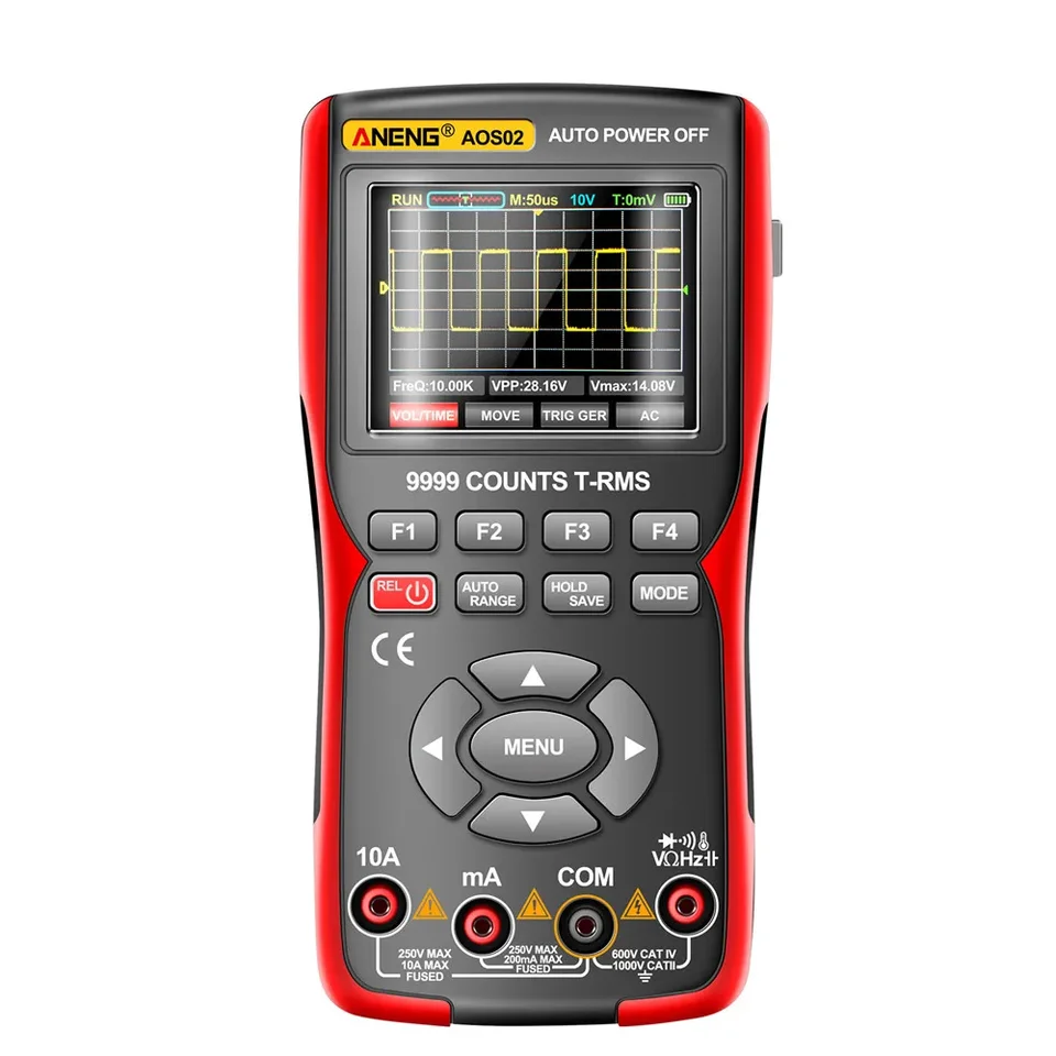ALENG AOS02 Profesionálny digitálny osciloskop Multimeter True RMS 48MS/S Vzorkovanie rýchlosti 10MHz Analógové ukladanie šírky pásma