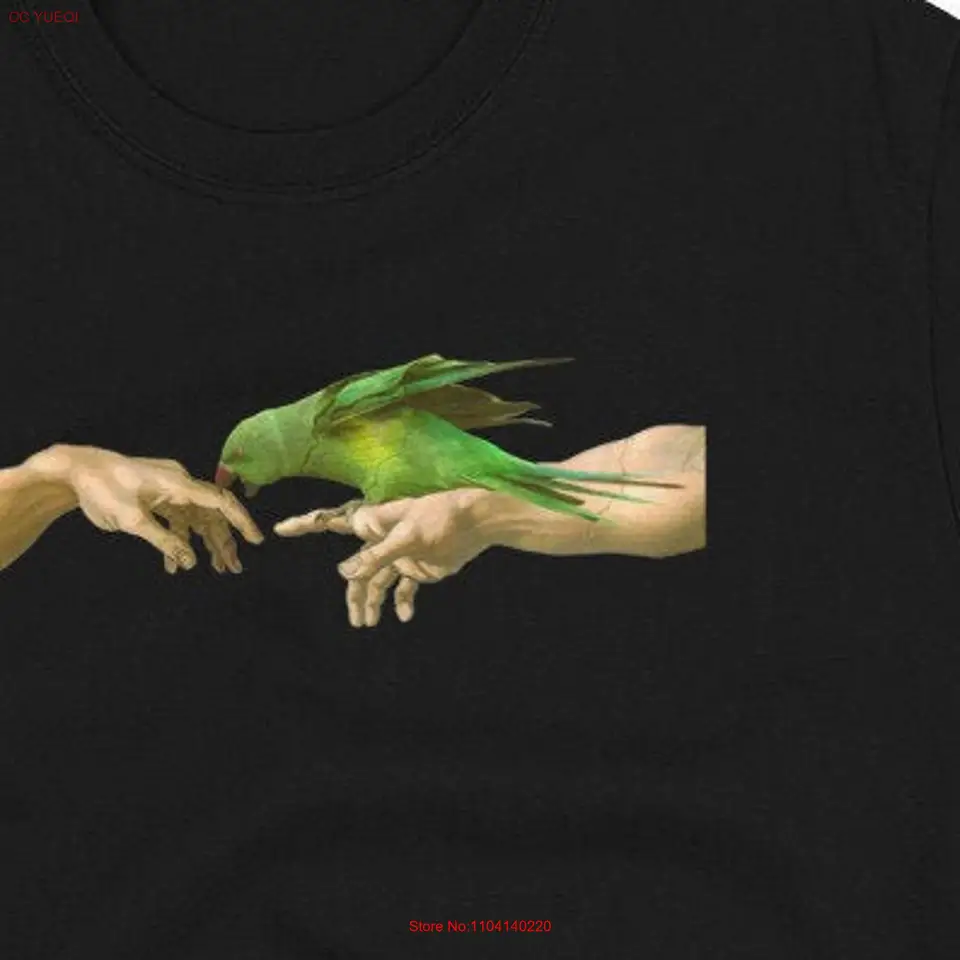 Alexandrine hryzenie Adam T tričko Michelangelo's Green Indian Ringneck Birb Memes oblečenie klasického umenia