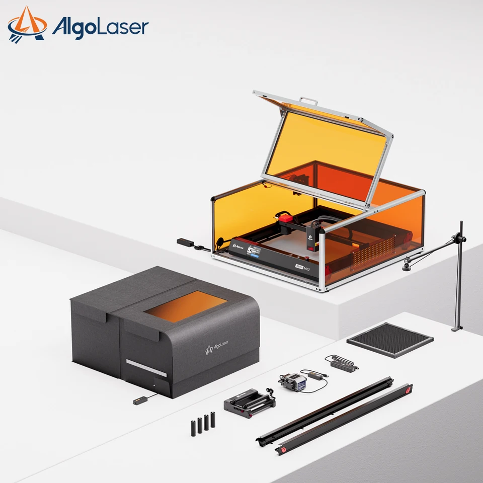 Algolaser Alpha Mk2 Bezpečnosť triedy 1 remeselný stroj Vinyl 20W laserový rytsky Cutter pre 1 000+ materiálov pre darčekovú kartu DIY Trič