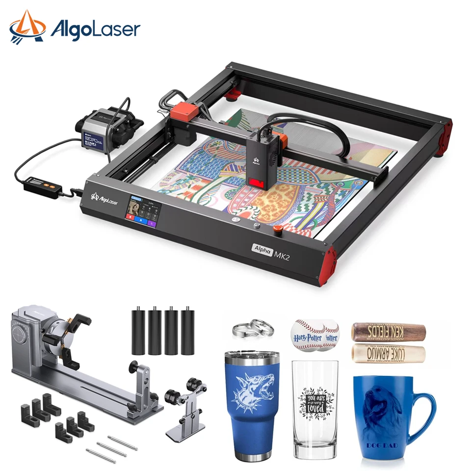 Algolaser Alpha Mk2 Laserový ryšík 4-v-1 Rotačná valčeková súprava pre sklenené sklo prsteň 3.5 