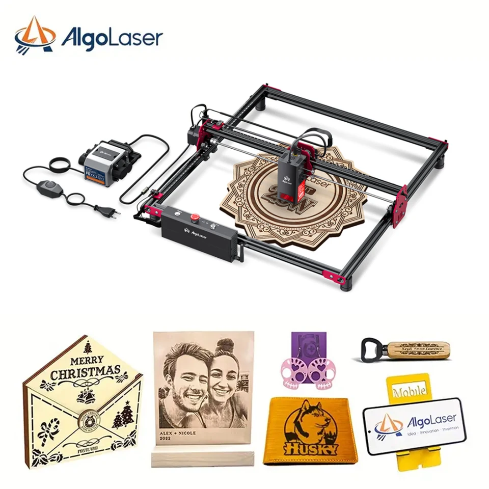 Algolaser DIY Kit 20W laserový rytsky Cutter laserový gravírovací stroj pre personalizované darčeky Vizitky Woodworks+vzduchové čerpadlo 30L