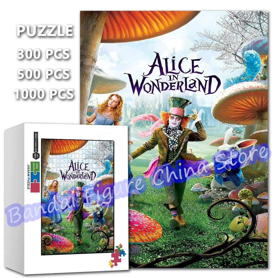 Alice in Wonderland Jigsaw Puzzle 300/500/1000 kusy Disney Cartoon Movies Tlač Puzzle Dekomprimujte vzdelávacie detské hračky Darčeky