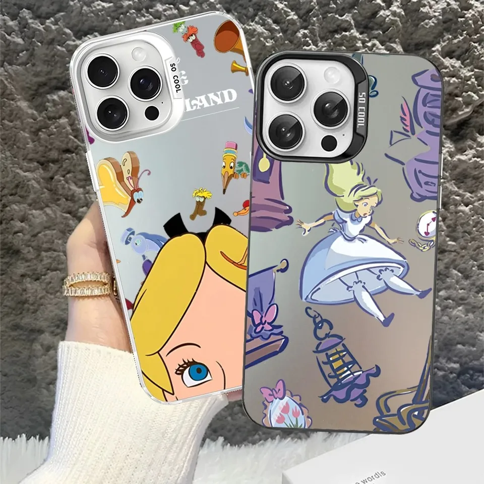 Alice in Wonderland Princess Phone Case pre iPhone 16 15 Pro Max Case 14 plus 13 12 11 farebná strieborná puzdro