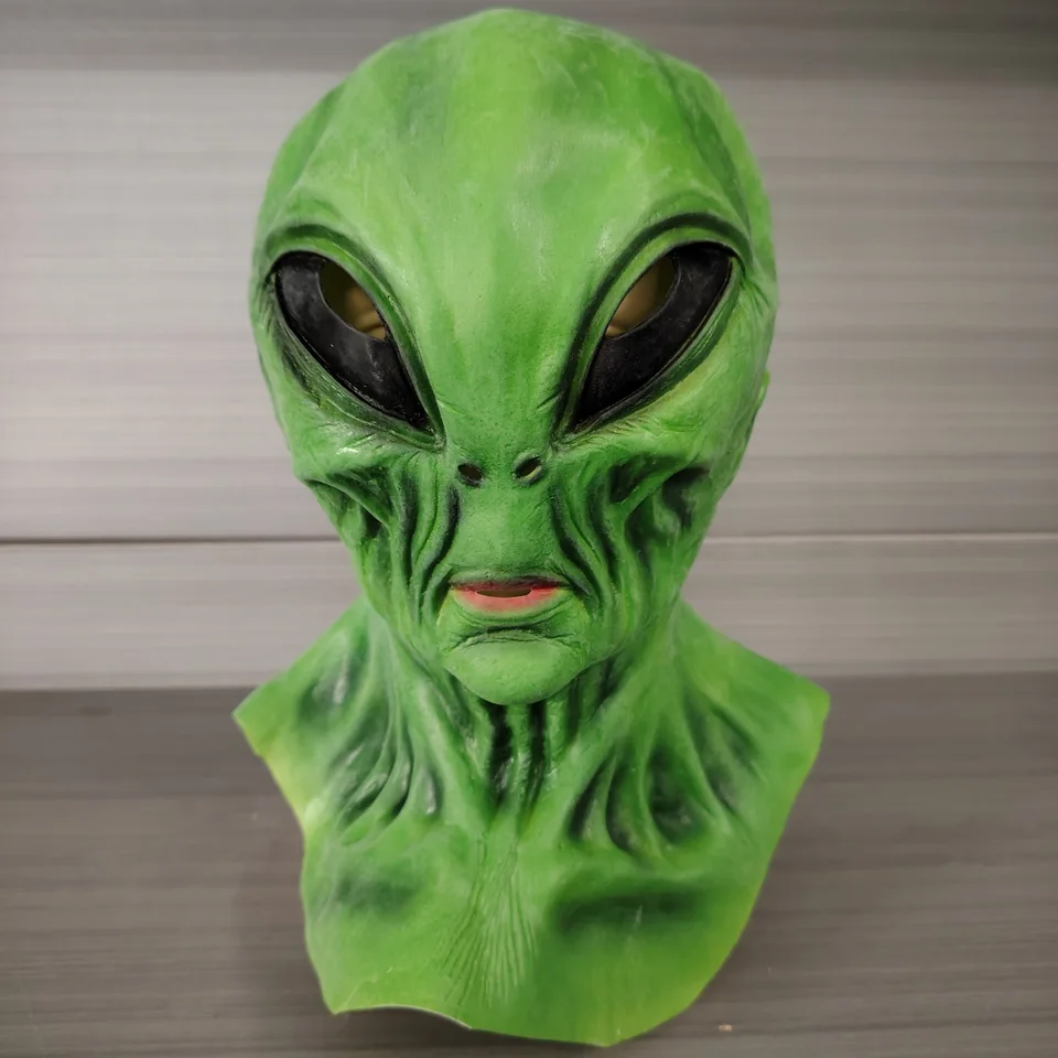 Alien cosplay maska ​​plná maska ​​hlavy latex halloween maska ​​maškaráda karnevalová párty rekvizity Ženy Men strašidelné hororové zelené masky