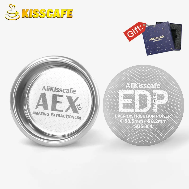 Alikisscafe 58 mm košík na kávový filter 18G 22G s 0,2 mm pukovým obrazovkou pre E61 bez dna bez dna Espresso Espresso Barista Accessories