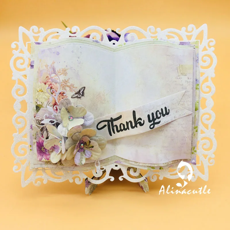 ALINACUTLE CUTTING CUTTING Die Cut Vintage Lace Book Foto rám DIY Scrapbooking Paper Craft Handmade Card Album Punch Cutter