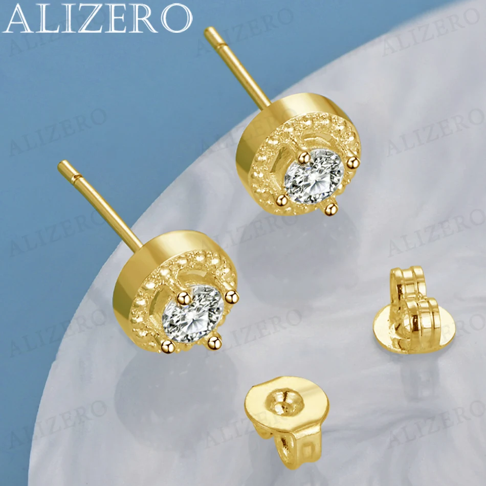 Alisero 18k zlatý AAA Zirkon Stud Cuimrings for Women Svadobná angažovanosť Party šperky darčeky módne kúzla doplnky