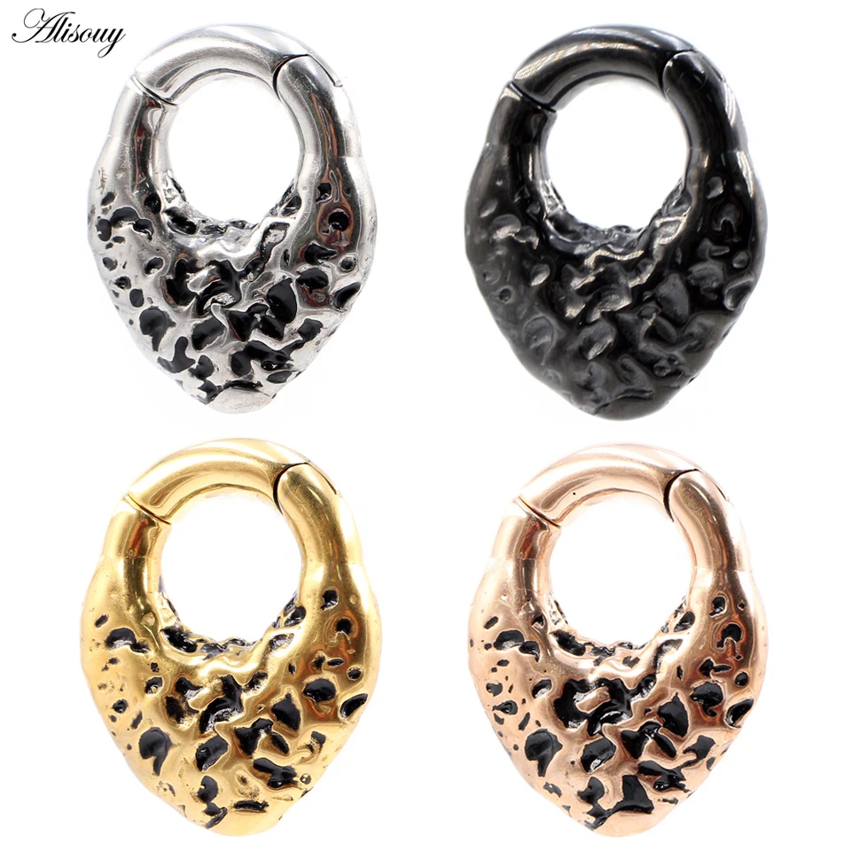 ALISOUY 1PC Retro z nehrdzavejúcej ocele Lock Triangle Hmotnosť ucha Heavy Expander Plužové zátky Meradlá náušnice Body Piercing Jewelry