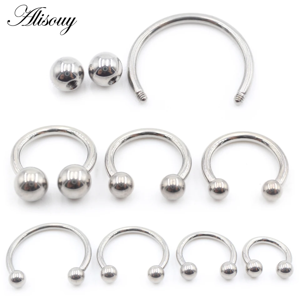 ALISOUY 1PC titán externe závity podkovy na pery prsteň tragus septum špirálová chrupavka Chrup