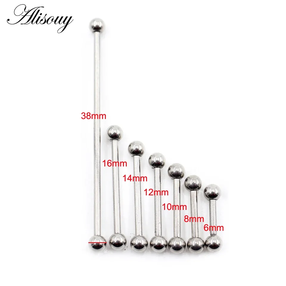 ALISOUY 1PC Titánsky oceľový jazyk PIERCINGS VLASTNÉ NASTAVENIE 14G 16G Priemyselné činky Rings Dĺžka 6-38 mm tragus špirála