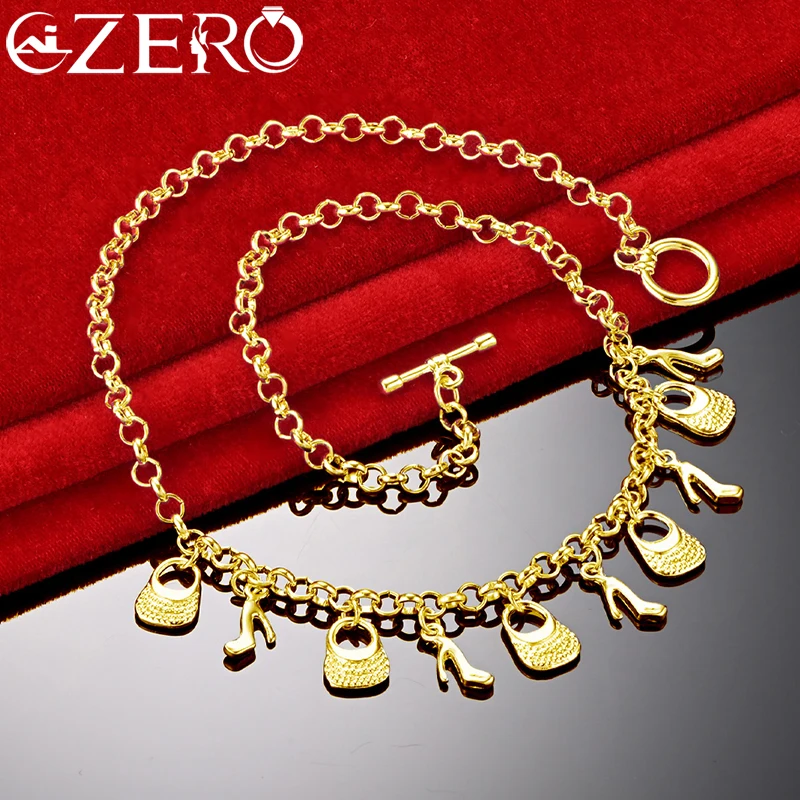 Alizero 18k zlaté náhrdelníky 925 Sterling Silver High podpätky a nákupný vreckový náhrdelník pre ženy módne svadobné hostiny darček