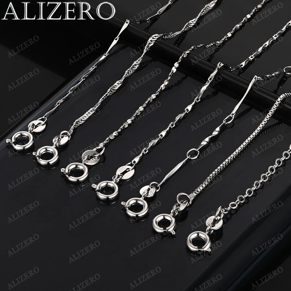 Alizero 925 Sterling strieborné náhrdelníky Základný reťazec Náhrdelník pre ženy Móda Módne jemné šperky Veľkoobchod