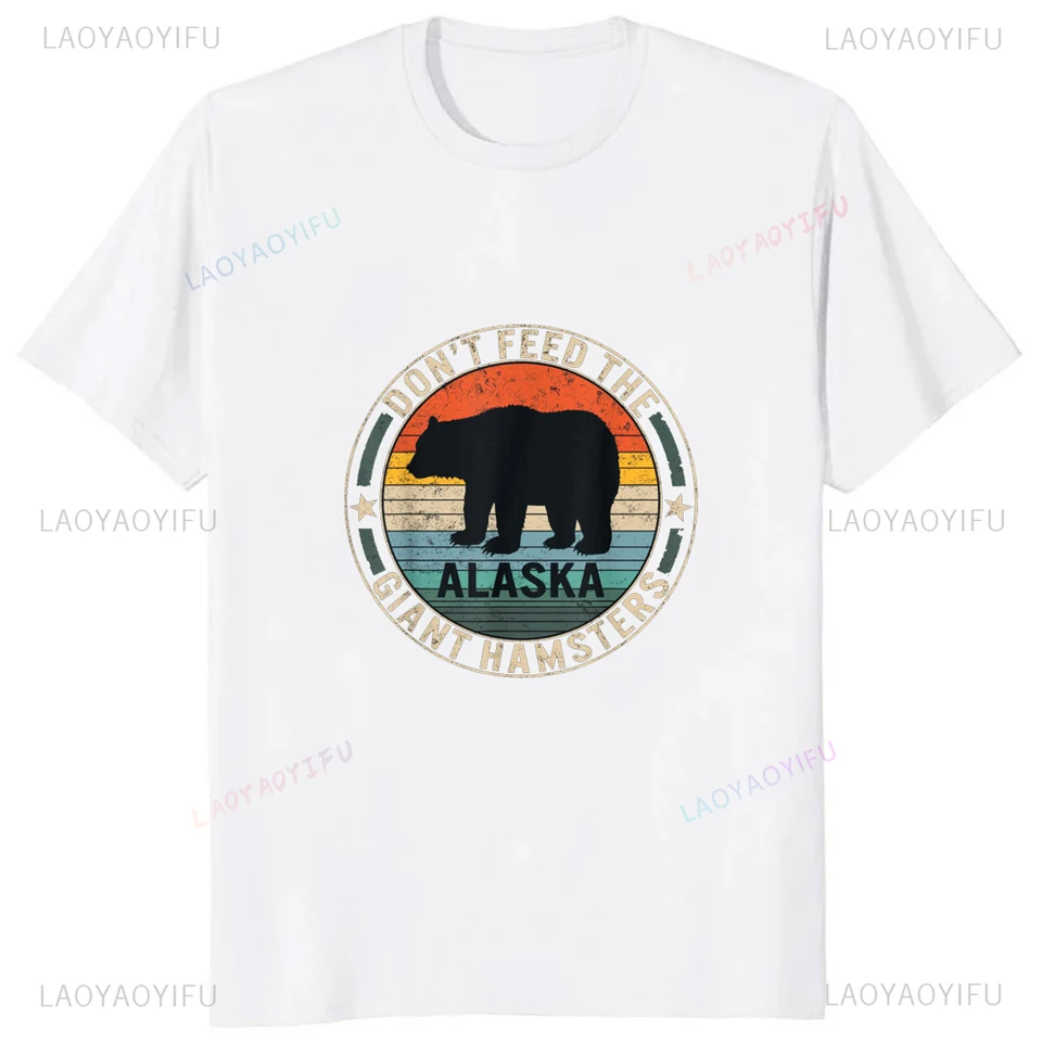 Aljaška grizzly medveď nekŕmite obrovské škrečky tričko Kodiak Streetwear Harajuku v štýle neformálne móda voľné tričko y2k odpaliská