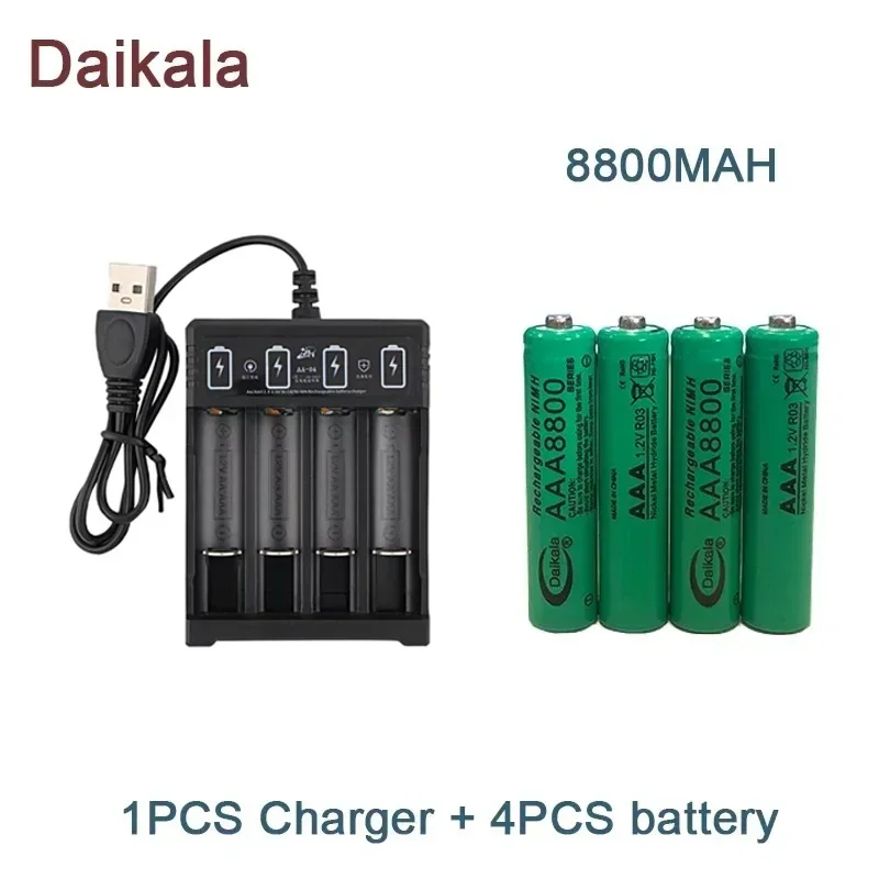 Alkalická batéria AAA 1,2 V 8800 mAh, baterka, hračka, hodinky, prehrávač mp3, náhradná vodíková batéria,+nabíjačka