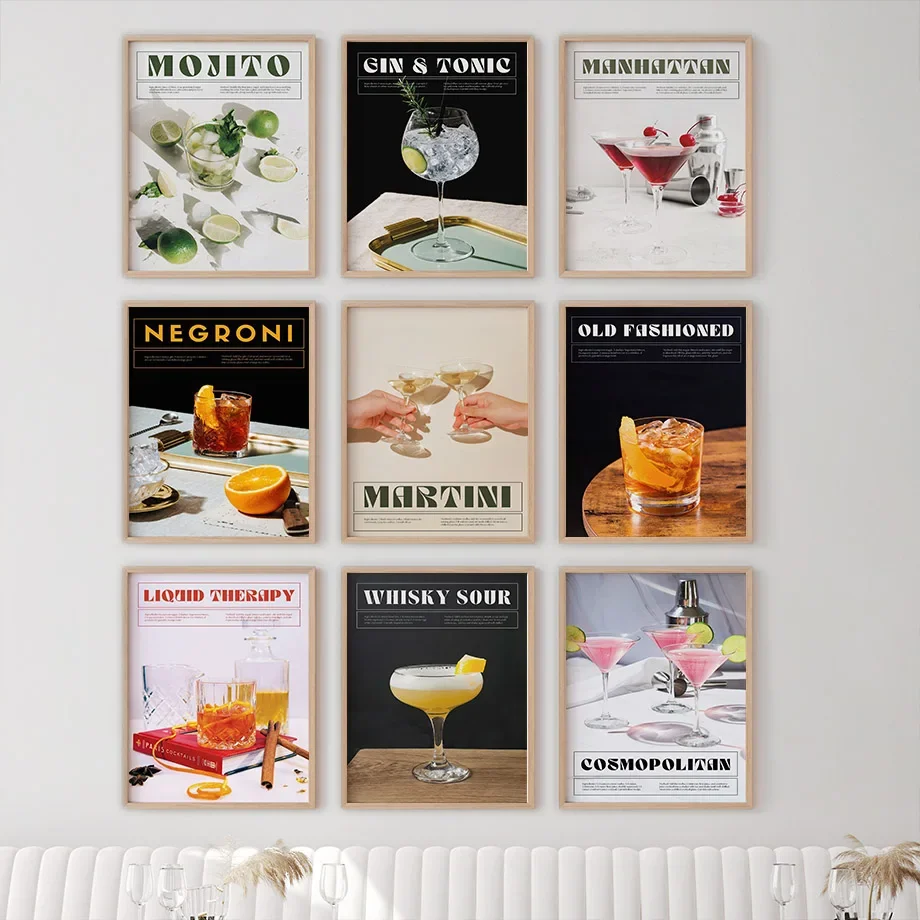 Alkoholové noci nástenné umenie Mikrobrew koktaily martini mojito hd plátno plagát výtlačky obývacia izba spálňa domáci bar dekorácia