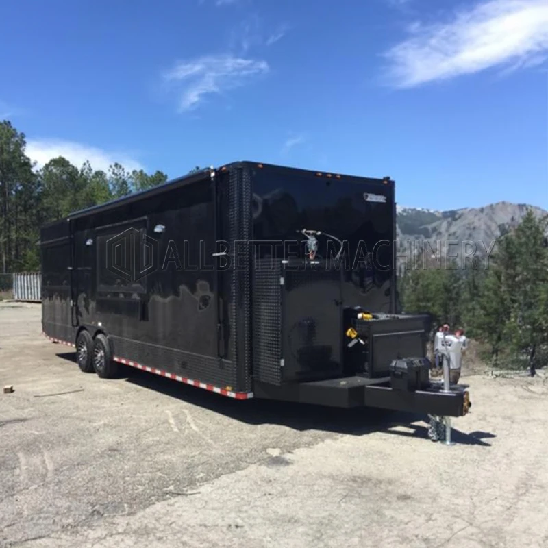 AllBetter 20ft USA Štandardný nový štýl potravín Trailer Street Snack Predaj mobilného piva baru vozík Víno Trailer Trailer Čierny