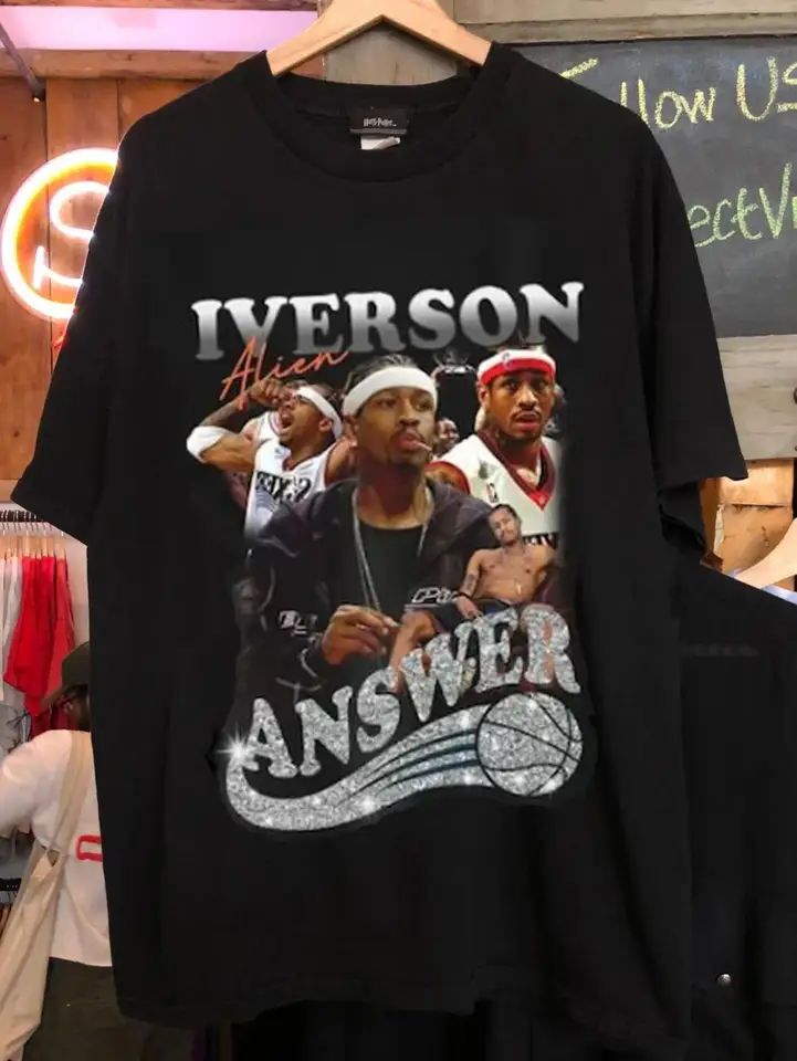 Allen Iverson Odpoveď s tričko basketbalového hráča Tričko vintage basketbalové tričko pre fanúšikov v plnej veľkosti