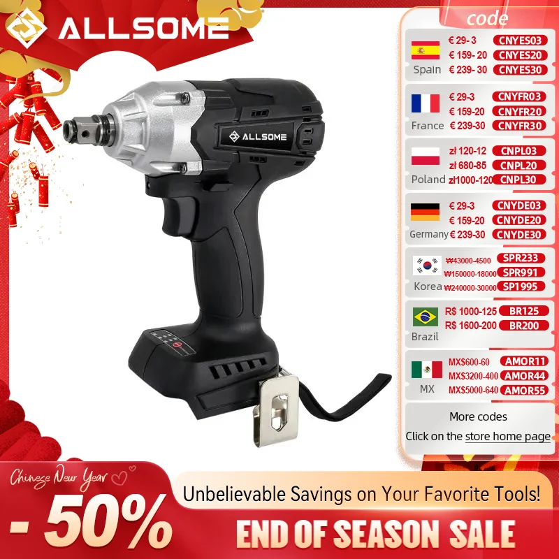 Allsome 21V Brushless Electric Electric Wrench 400n.M Compakt 1/4 palca. 3-stupňová nárazová súprava pre ovládač 18 V Makita lítiová batéria