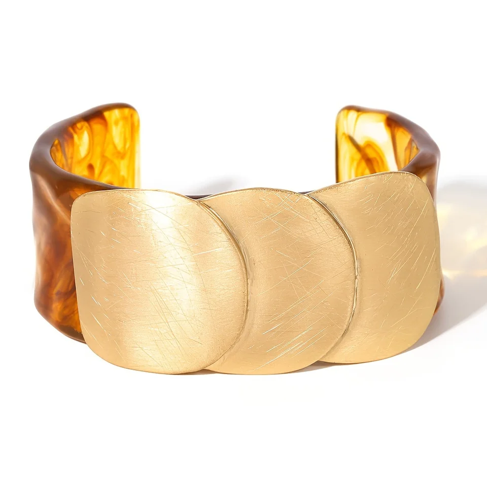 Allyes Fashion Geometric Circle Metal Acryl Open Bangle for Women Osobnosť jednoduché široké náramky Party šperky darčeky