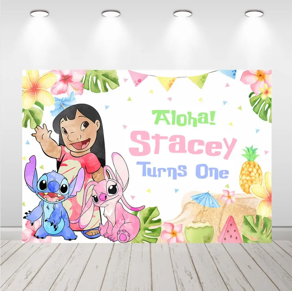 Aloha Lilo & Stitch Kids Birthday Party Pozadie personalizované fotografie pozadie bábätká dekorácia Foto štúdio banner
