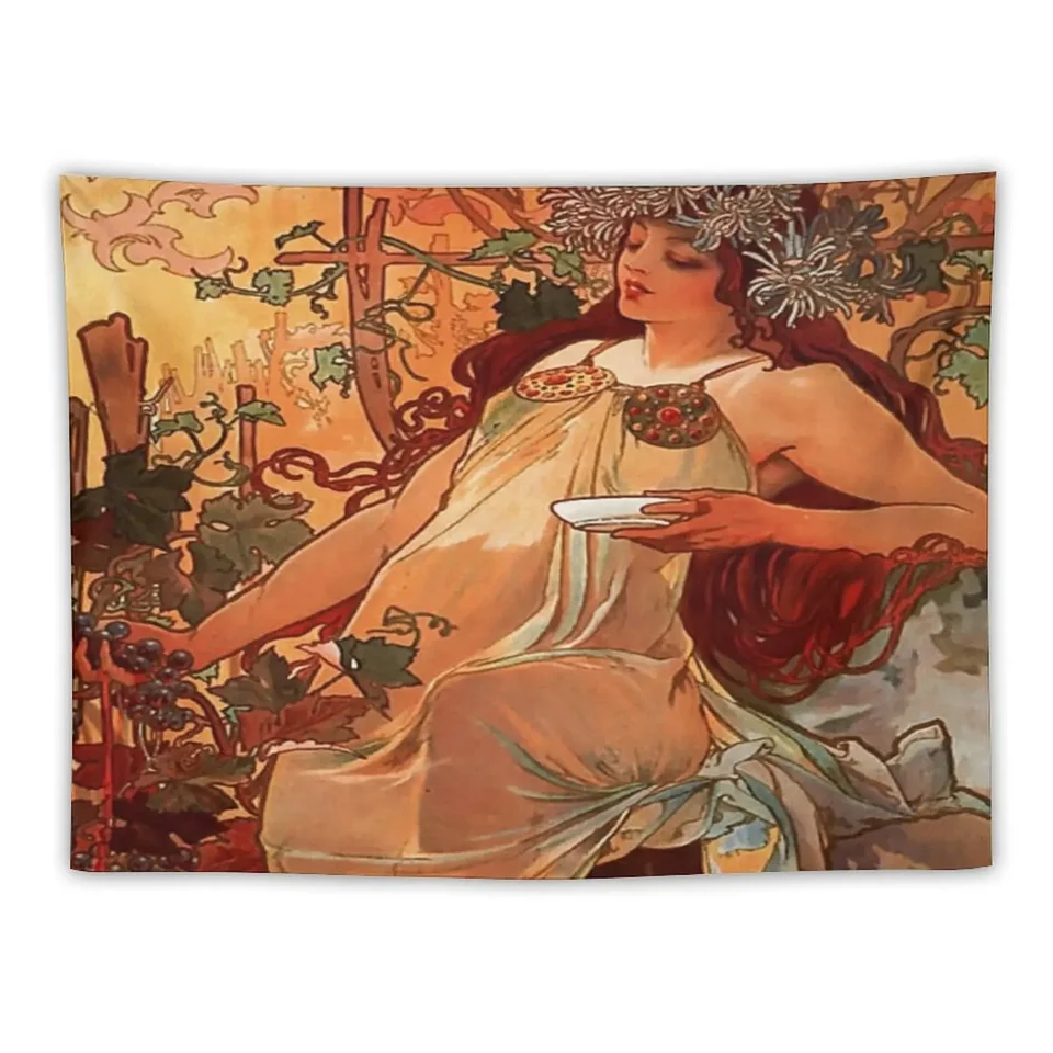 Alphonse Mucha - jesenná sezóna, NO, 02. Tapiséria umelecká nástenná maľba