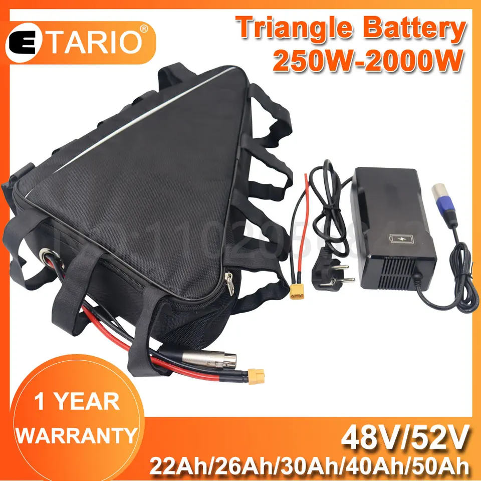 Alta Potenza 52V 45AH EBIKE Littium Battery 52V 20AH 25AH 30AH 35AH 40AH 45AH TRIANGOLO ION BATTERIA 18650 CLEL1000W 1500W 2000W