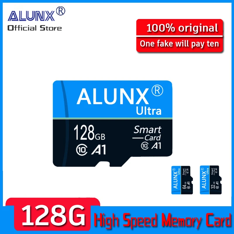 Alunx 100% originálny micro TF SD karta 128 GB 64 GB 32 GB 16 GB 8G Pamäťová karta Flash trieda 10 Podpora mobilných telefónov UAV atď.