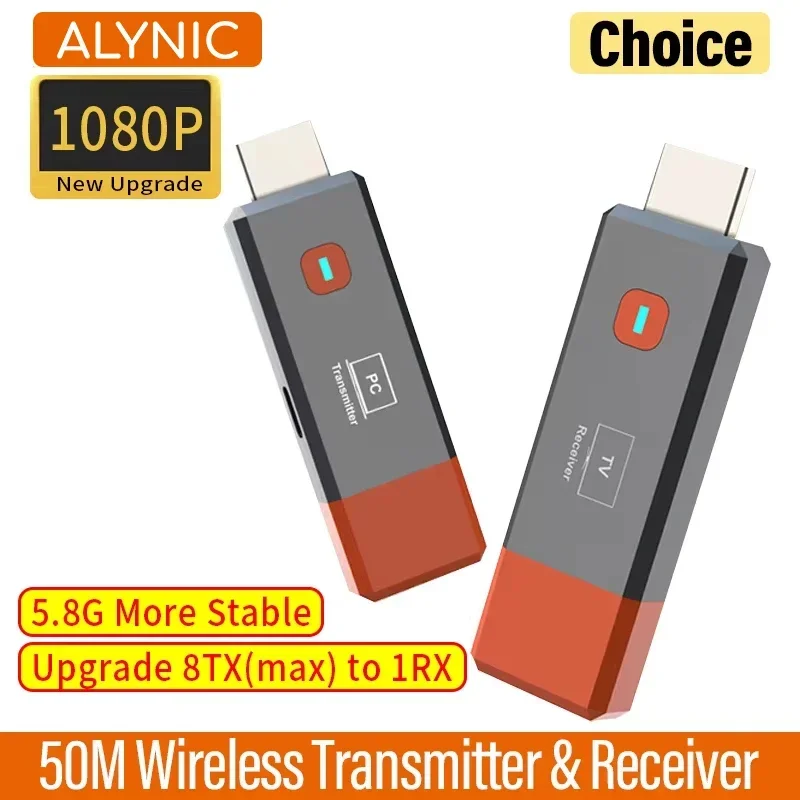 Alynic 1080p 50M 50M Wireless HDMI Extender Video Personmit Adapter TV Stick pre prenosný počítač do projektora TV Monitor
