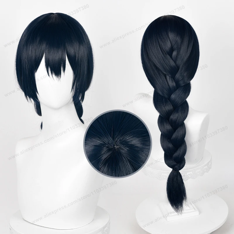 AMANAI RIKO COSPLAY WIG Anime 60 cm dlhé čierne modré vlasy odolné voči Syntetickej parochne Dám