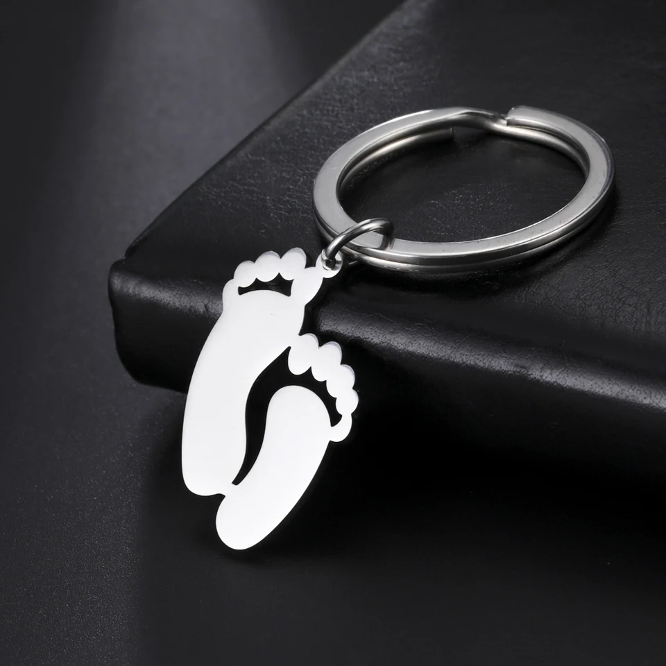 Amaxer detská noha Keychain lesklá nehrdzavejúca oceľ rodič-child kľúčový prsteň darček pre ženy muži