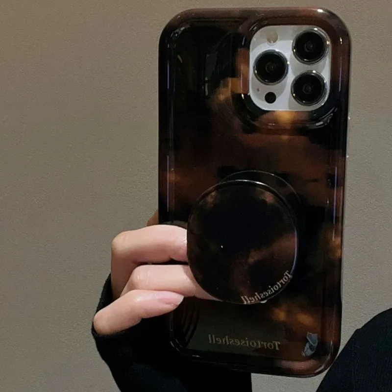 Amber Brown Bracket Soft Case vhodné pre iPhone 14 15 Pro Max Telefón puzdro 12 Silikón 13 Ochranný kryt
