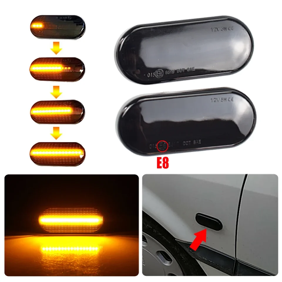Amber LED predné bočné značkové svetlo pre Volkswagen Mk4 Golf Jetta Bora B5/B5.5 Passat alebo Beetle a GTI R32 Turn Signal Light
