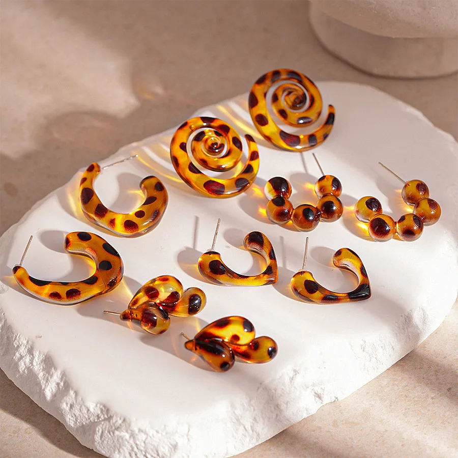 Amber leopard akrylové geometrické náušnice pre ženy retro kruh kvetinová hviezda nepravidelné náušnice módne šperky darček k narodeninám
