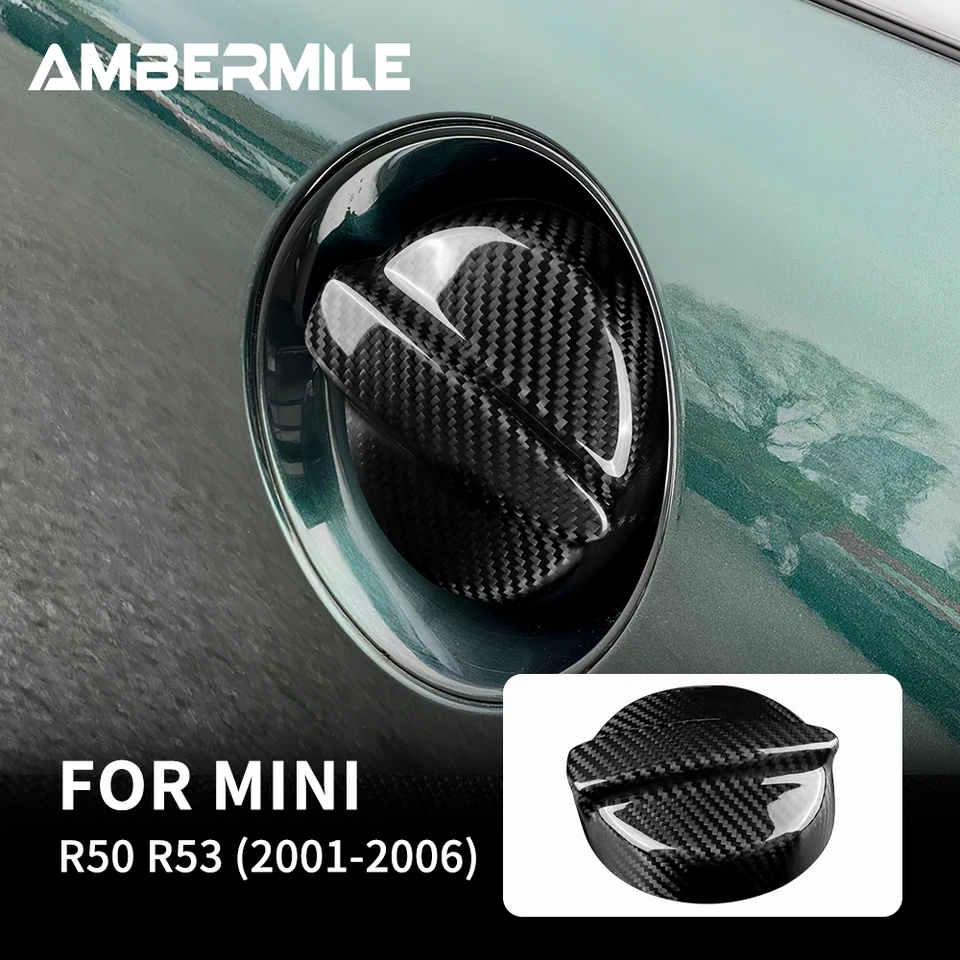 Ambermile for Mini Cooper S R50 R53 2001-2006 Palivová nádrž na automobilový kryt plynový kryt Skutočné tvrdé uhlíkové vlákno pre dekoráciu Mini R53 R50
