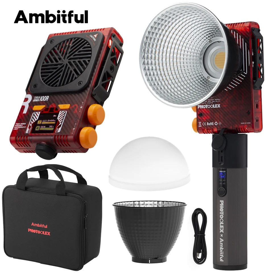 Ambiful 100R LED video svetlo 100W 2700K-6500K BIOR-COLOR Verzia CRI 96+ TLCI 95+ Prenosné ovládacie prvky LED svetla LED s aplikáciou s aplikáciou
