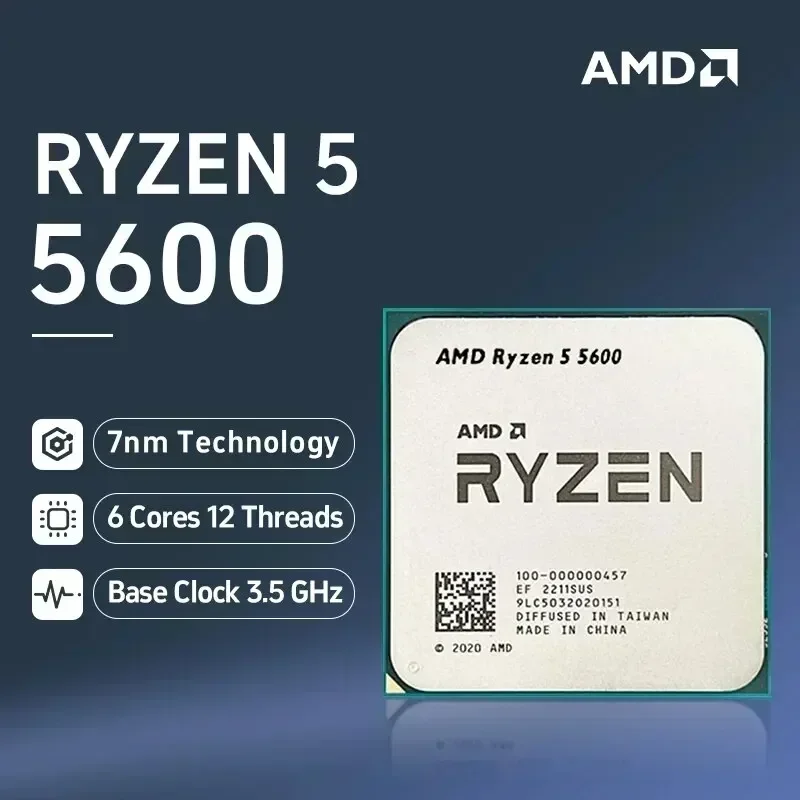 AMD RYZEN 5 5600 6-CORE 12-LIP 3,5 GHz DDR4 3200 65W AM4 SOCKET Desktop Processor CPU bez chladiča