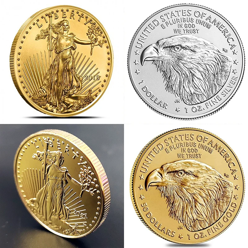 American 2021 Socha Liberty Eagle Coin Gold and Silver Pameny Collection Collection New Gift Home Decoration