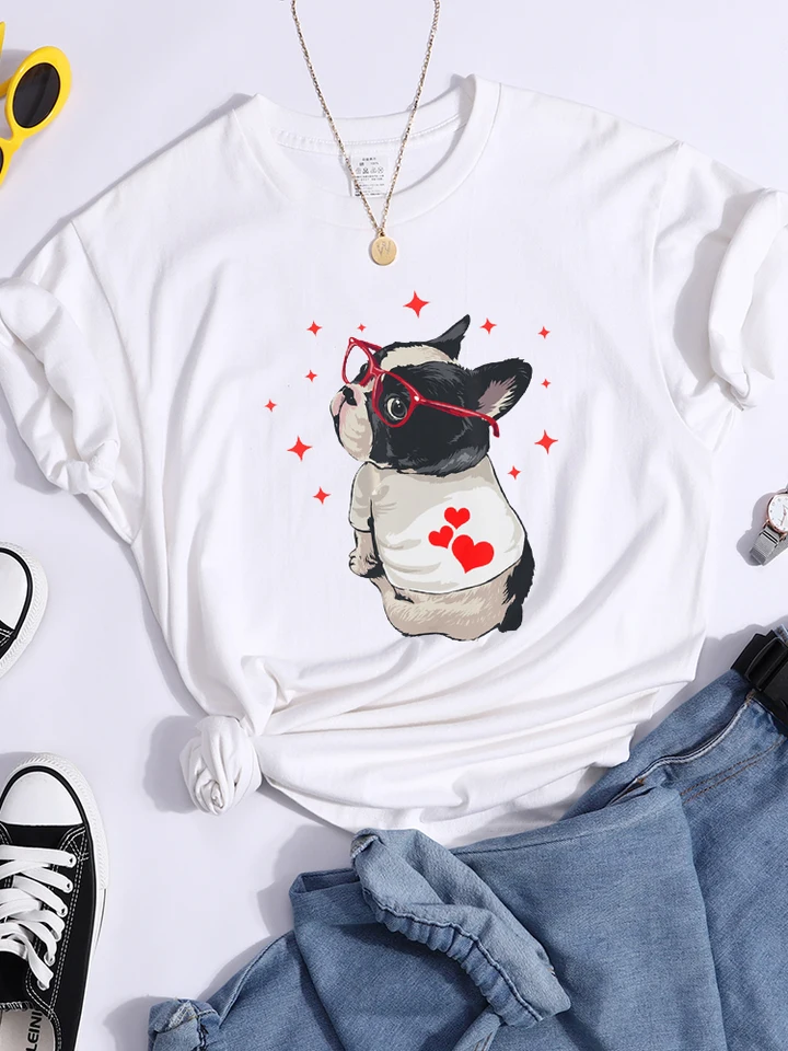 American Boston Terrier Zábavné roztomilé psie dámske tričko Tričko módne cool tričko Street hip hop tričko tričko mäkké priedušné tričká