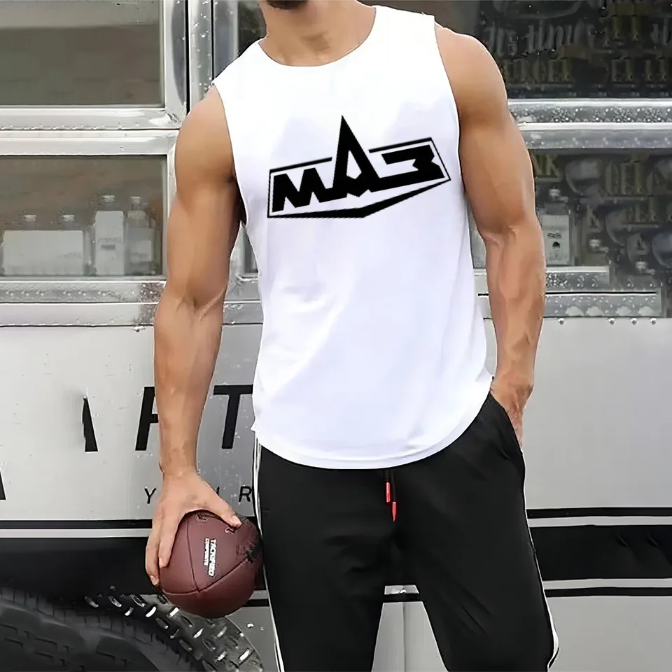 American Fried Street Style Vesta Muž a študenti žien Letná vesta Undershirt Youth Loose Sports Fitness bez rukávov tričko bez rukávov