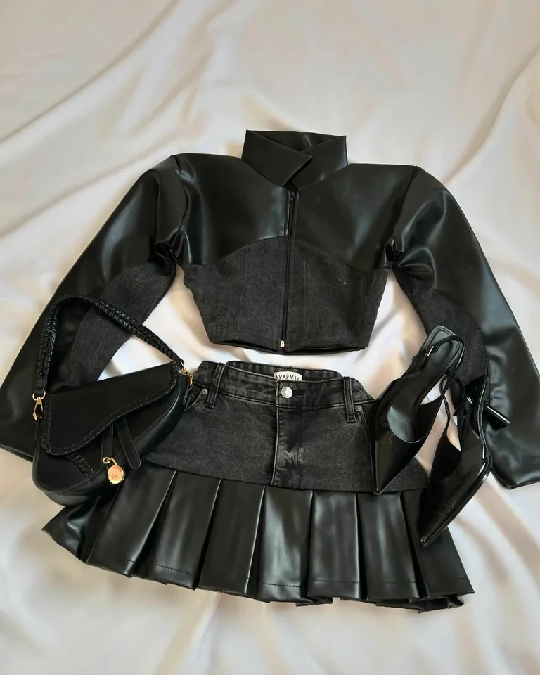 American High Street Autumn High Was Fashion Hot Girl Short Top so sladkým a chladným dizajnom hip hopu a všestrannou dvojdielnou setou