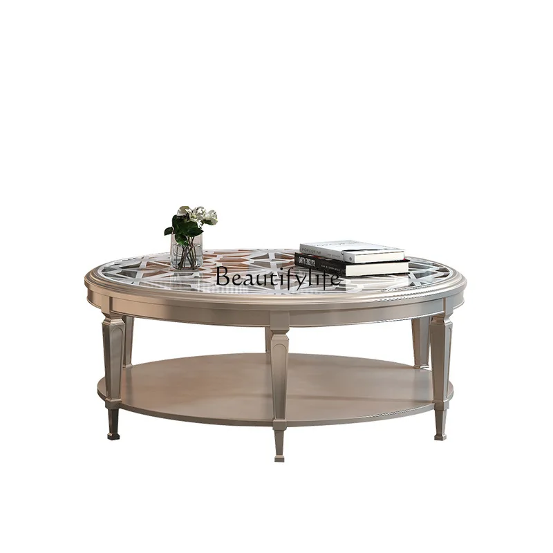 American Light Luxury Creative Maldi Wood Round Confice stolík malý byt pre voľný čas konferenčný stolík