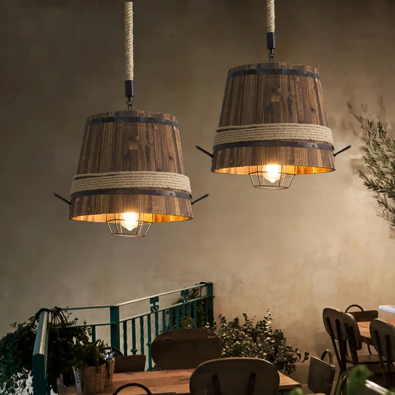 American Retro Loft Barrel Light Industrial Creative Dining Rool