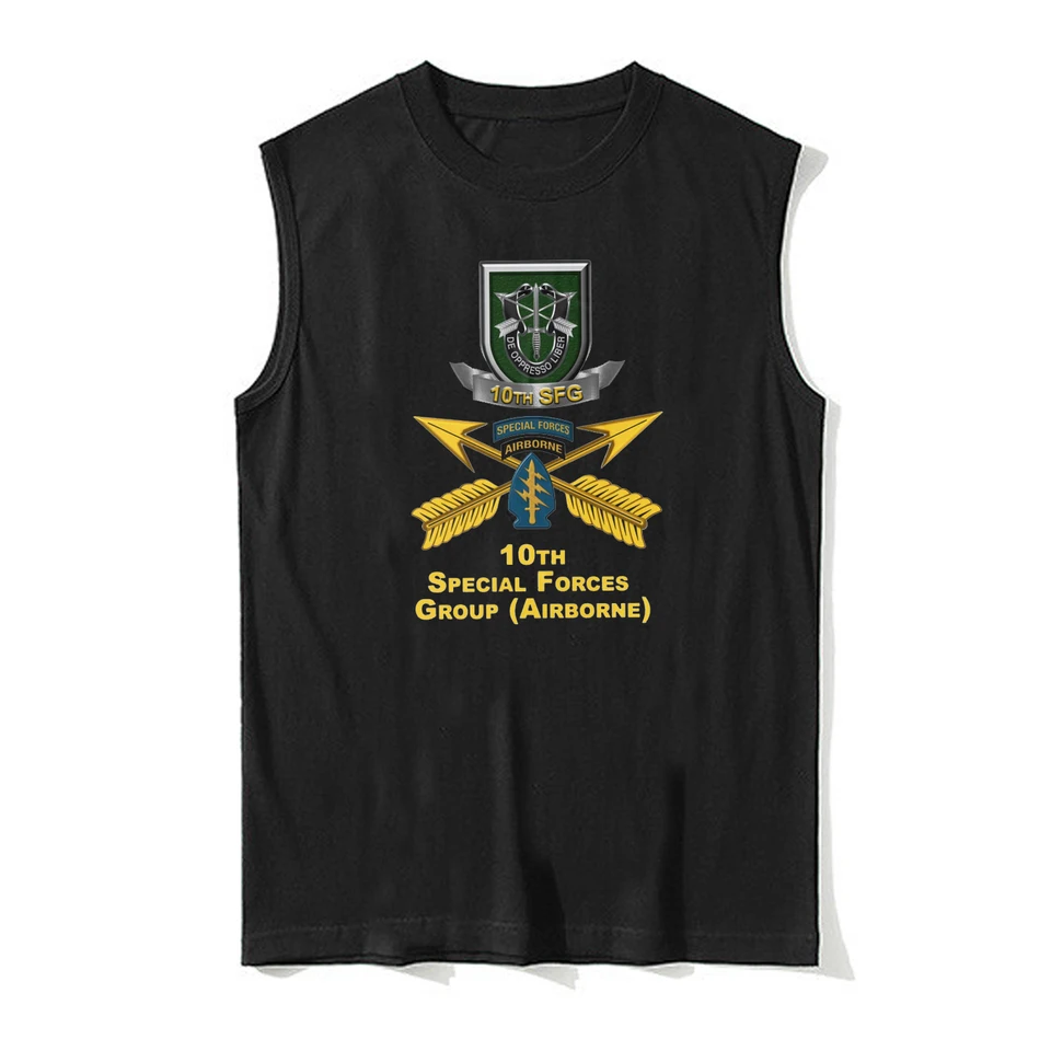 Americká armáda 10. Skupina Special Forces (Airborne) Vojenské tanky 100% bavlna O-krk letné letné pánske pánske tričko bez rukávov