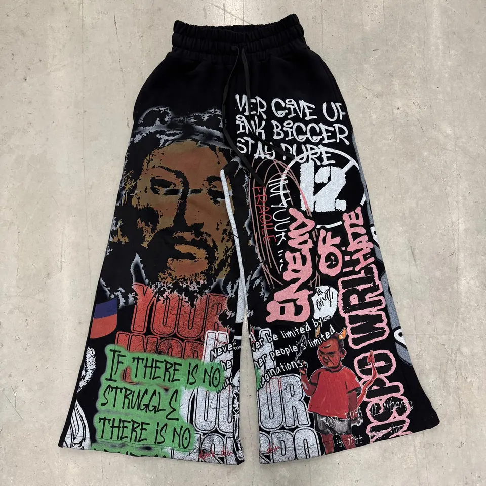Americká gotická karikatúra graffiti tepláky y2k nohavice pánske hip hop karikatúry retro voľné elastické pásy joggingové ležérne nohavice