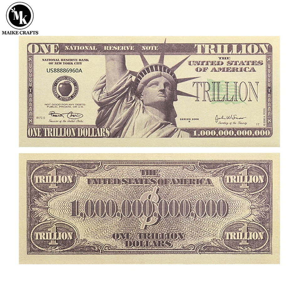Americká socha Liberty BankNote One Bilión dolárov papierové peniaze s UV a sériovým číslom pamätné zberné zbierka Darček