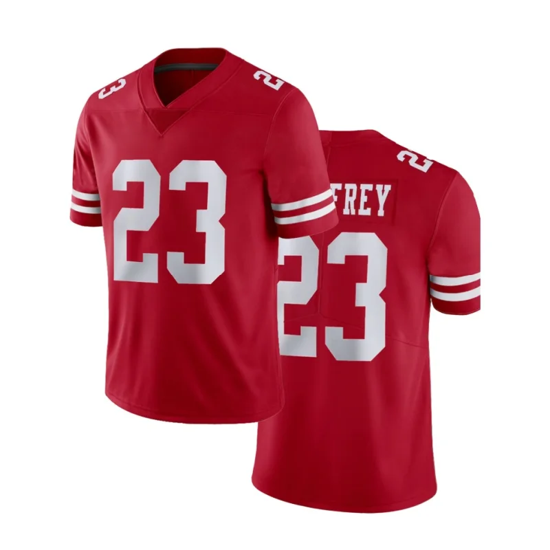 Americké futbalové dresy Vlastné košele priedušné uniformy ragby dres #23 San Francisco City 49er Christian McCaffrey