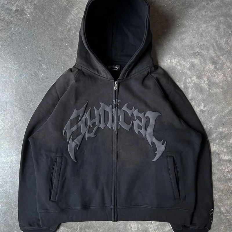 Americké oblečenie High Street Hoodies for Men Y2K punk retro harajuku Príležitostná nadmerná mikina mikiny hip hopu voľná bunda kabát 2023