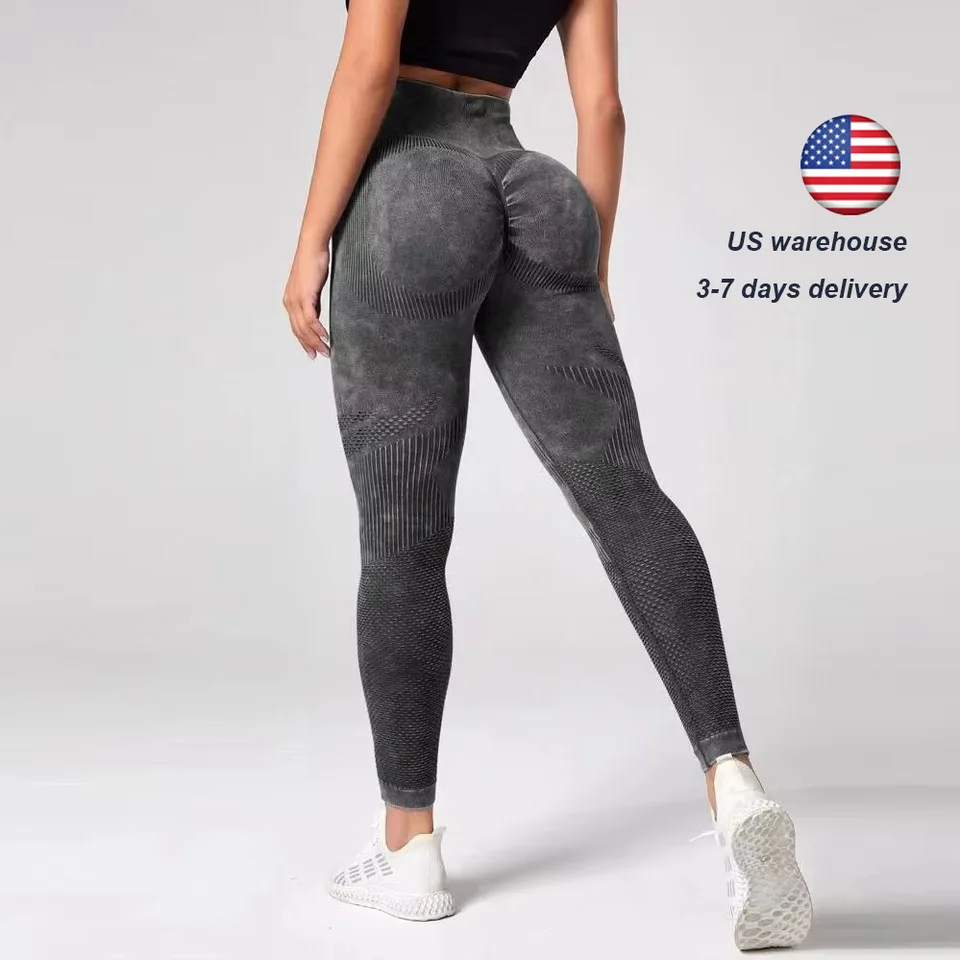 Americké skladové fitnes legíny Ženy jogové nohavice joga telocvične Scrunch Scrunch Push Up Bezšvové športové legíny piesok umývanie športového oblečenia