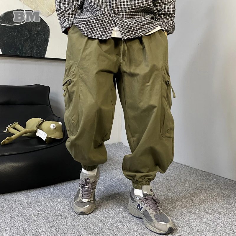 Americké streetwear baggy nohavice pre mužov Armáda oblečenia Zelený taktický nákladný nohavice Harajuku Príležitostné joggery Trendy harémové nohavice